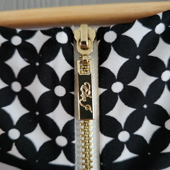 Eliza J Striped Geometric Dress Black White Gray Fuscia Size 8 - Picture 6 of 9